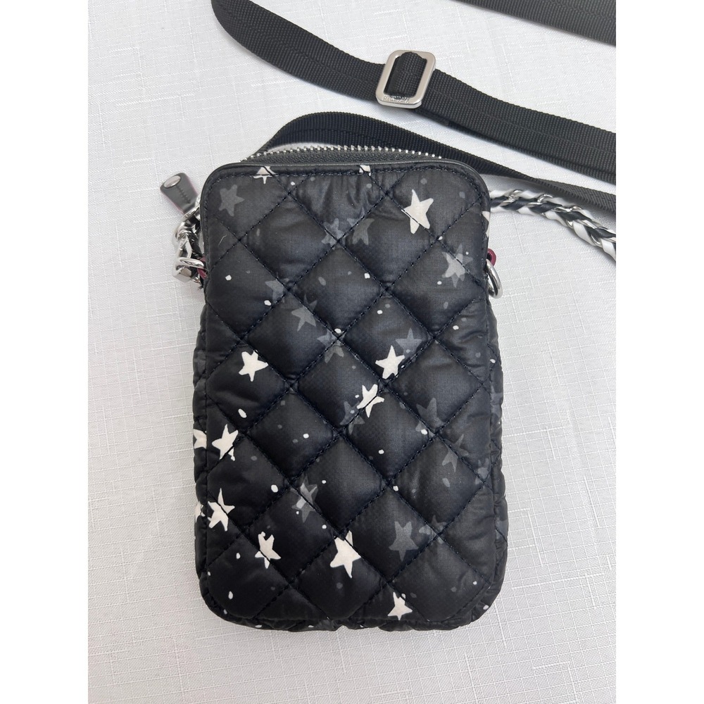 MZ Wallace Metro Phone Necklet Women Small Black Excellent Star Print Crossbody - Picture 7 of 12